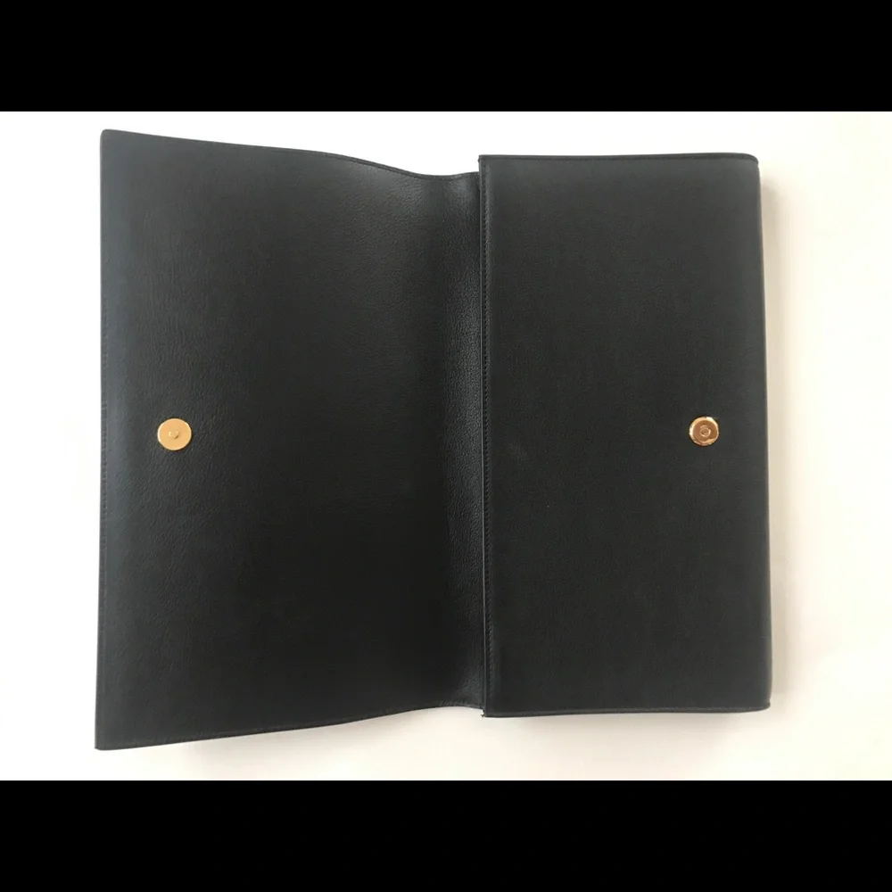 Yves Saint Laurent Black Leather Clutch